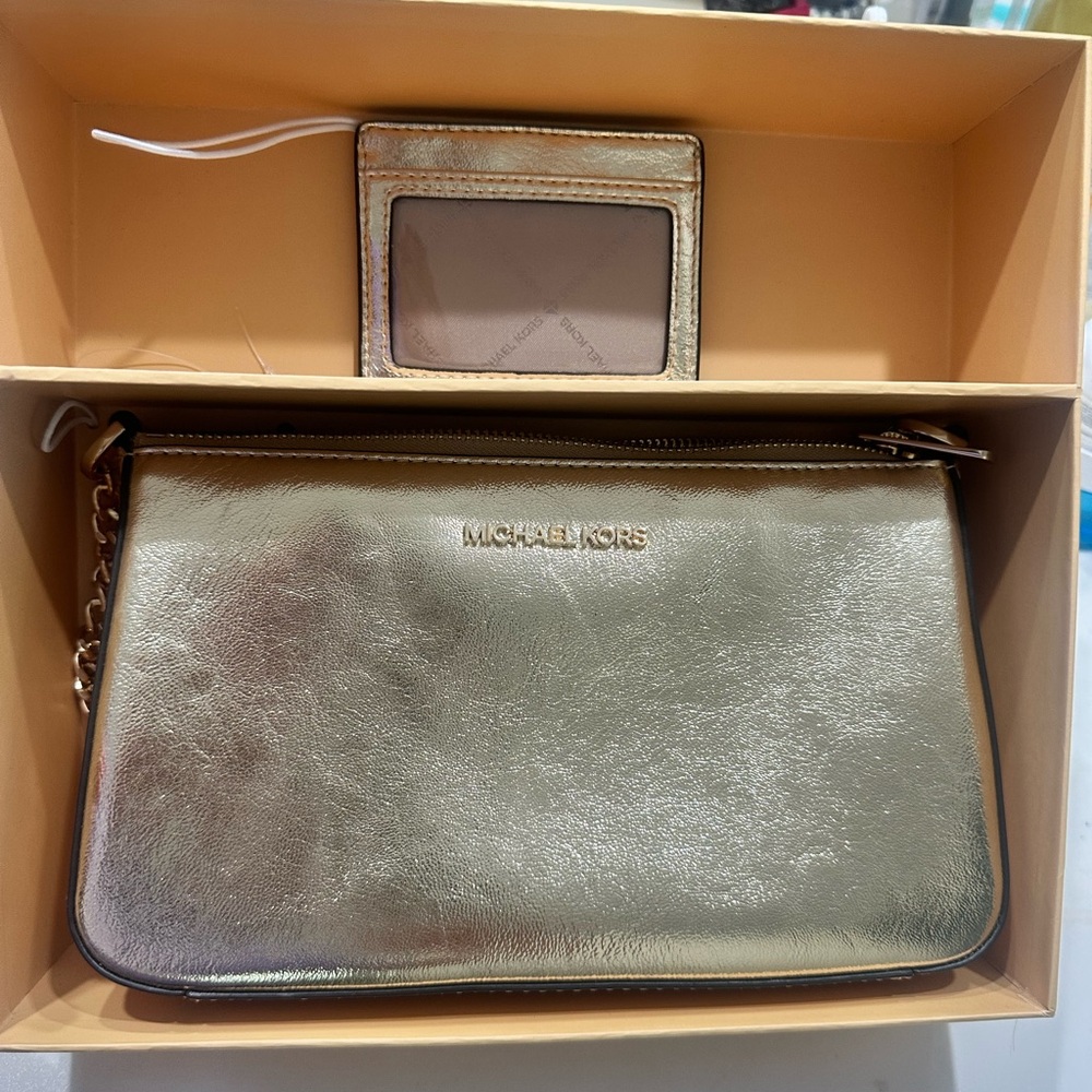 Michael Kors Gold Crossbody and Wallet